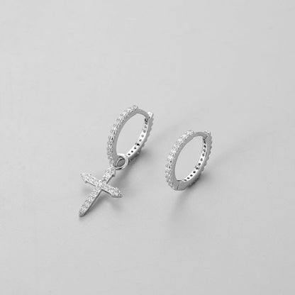 Women's Asymmetric Earrings With Crystal Diamond Cross Personality-Jewearrings