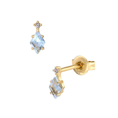 Women's Blue Topaz Diamond Earrings-Jewearrings