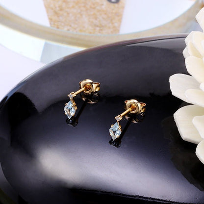 Women's Blue Topaz Diamond Earrings-Jewearrings