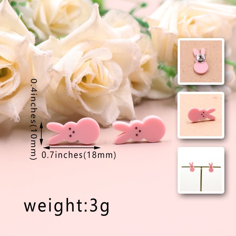 Women's Cute Fashion Rabbit Shape Easter Acrylic Earrings-Jewearrings