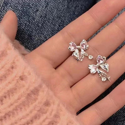 Women's Diamond Bow Zircon Stud Earrings-Jewearrings