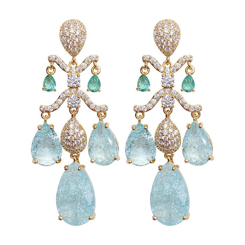 Women's Drop Shaped Diamond Zircon Earrings-Jewearrings