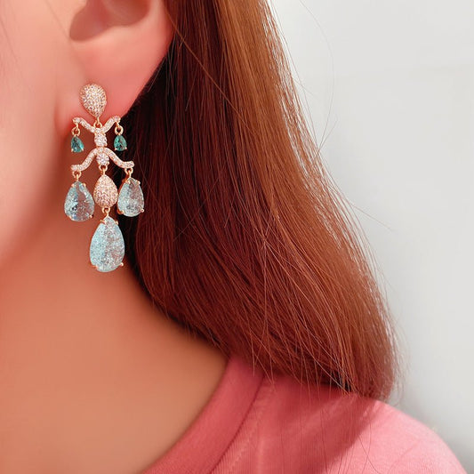 Women's Drop Shaped Diamond Zircon Earrings-Jewearrings