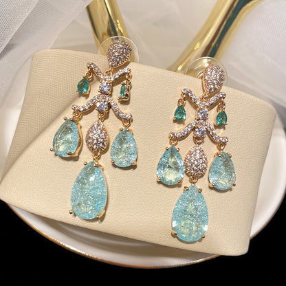 Women's Drop Shaped Diamond Zircon Earrings-Jewearrings