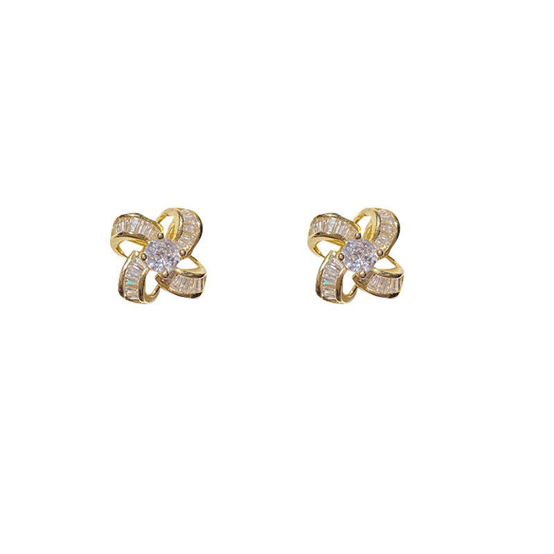 Women's Elegance Micro Set Zircon Flower Stud Earrings-Jewearrings