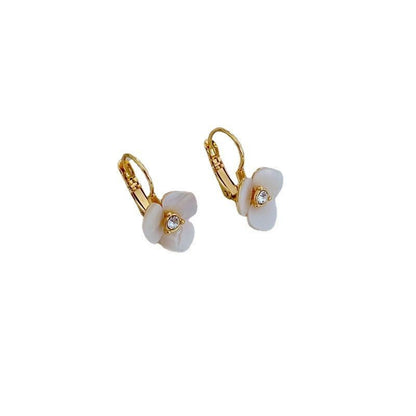 Women's Elegant Natural Shell Inlaid Zircon Earrings-Jewearrings