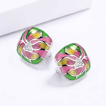 Women's Epoxy Flower Stud Earrings Noble And Elegant-Jewearrings