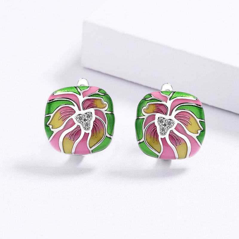 Women's Epoxy Flower Stud Earrings Noble And Elegant-Jewearrings