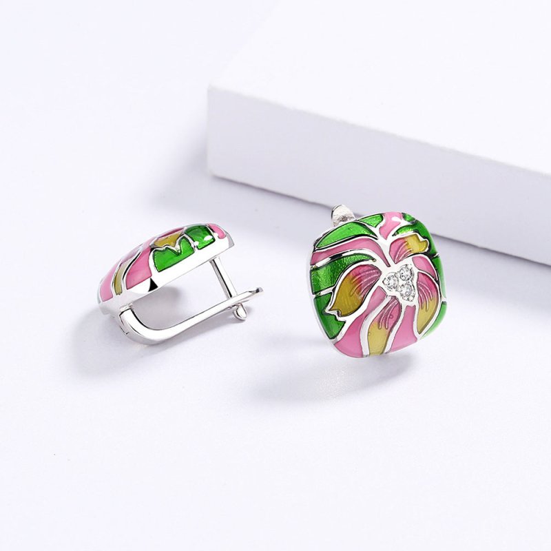 Women's Epoxy Flower Stud Earrings Noble And Elegant-Jewearrings