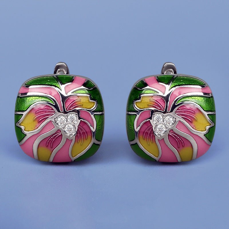 Women's Epoxy Flower Stud Earrings Noble And Elegant-Jewearrings