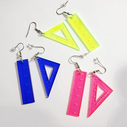 Women's Exaggerated Acrylic Triangle Plate Ruler Earrings-Jewearrings