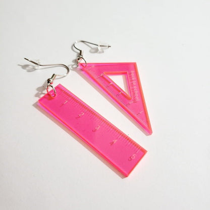 Women's Exaggerated Acrylic Triangle Plate Ruler Earrings-Jewearrings