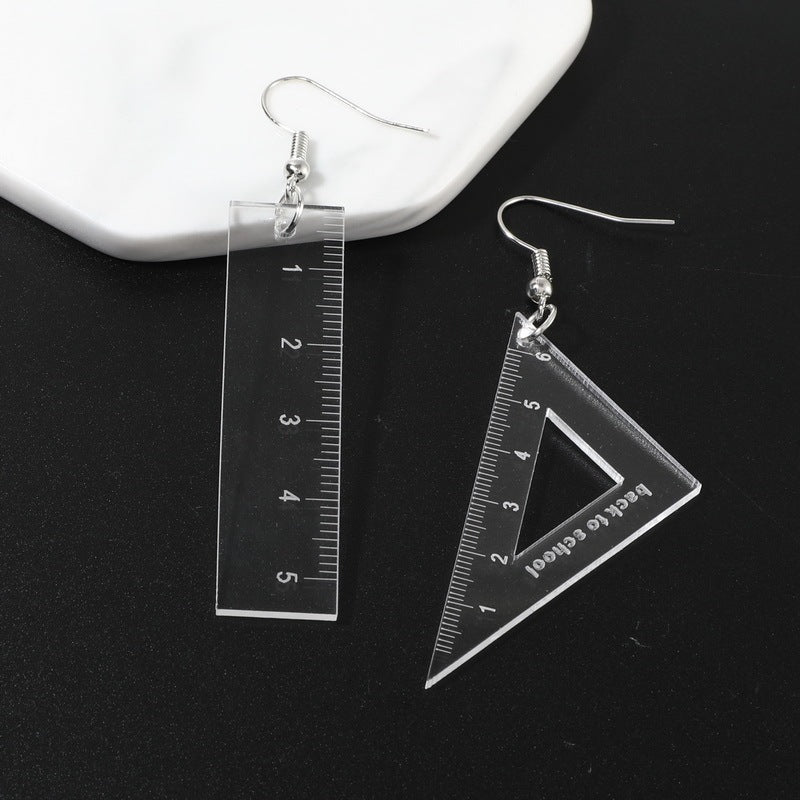 Women's Exaggerated Acrylic Triangle Plate Ruler Earrings-Jewearrings