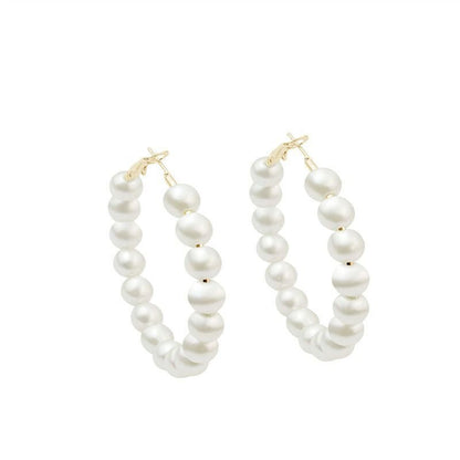 Women's Exaggerated Big Circle Pearl Earrings-Jewearrings