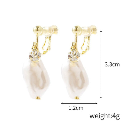 Women's Fashion Baroque Earrings Pearl Ear Clip-Jewearrings