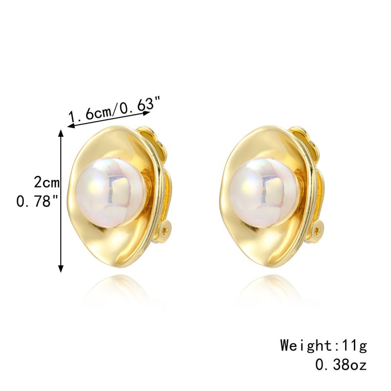 Women's Fashion Baroque Earrings Pearl Ear Clip-Jewearrings