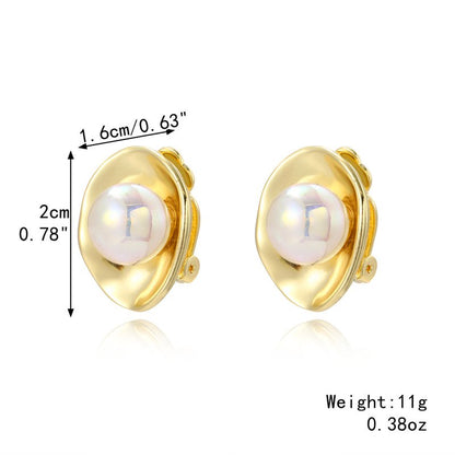 Women's Fashion Baroque Earrings Pearl Ear Clip-Jewearrings