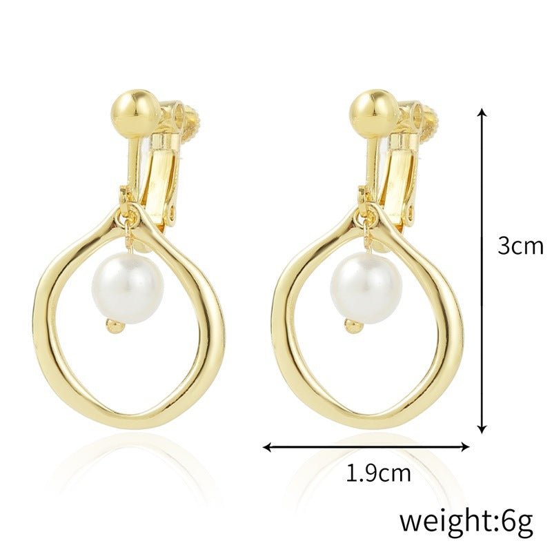 Women's Fashion Baroque Earrings Pearl Ear Clip-Jewearrings