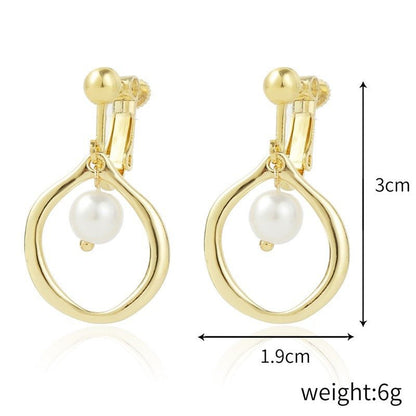 Women's Fashion Baroque Earrings Pearl Ear Clip-Jewearrings