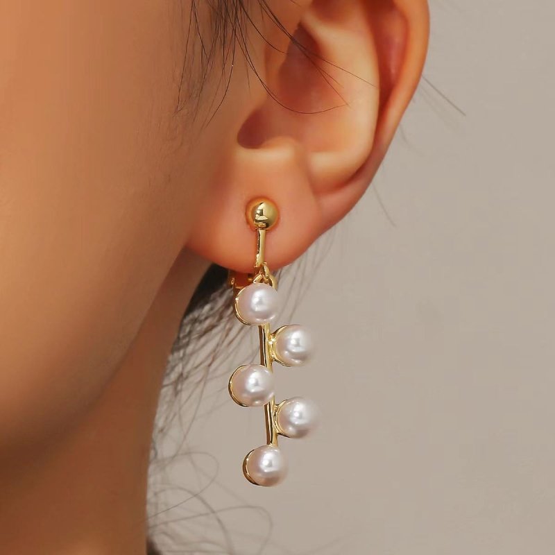 Women's Fashion Baroque Earrings Pearl Ear Clip-Jewearrings