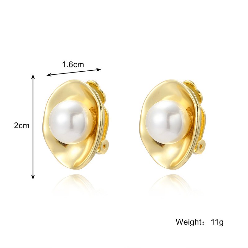 Women's Fashion Baroque Earrings Pearl Ear Clip-Jewearrings