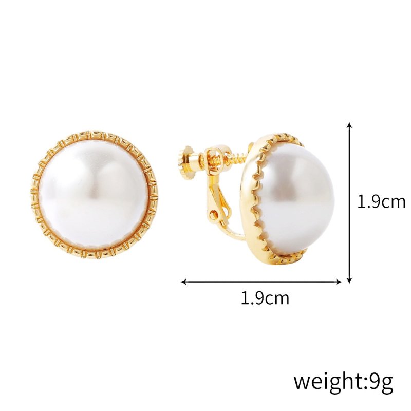 Women's Fashion Baroque Earrings Pearl Ear Clip-Jewearrings