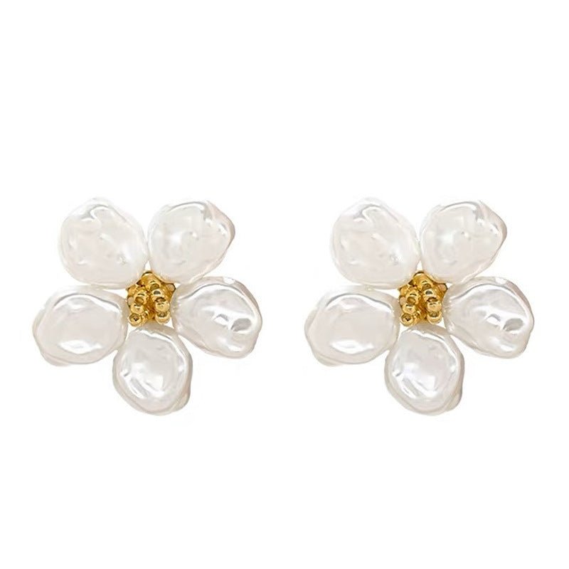 Women's Fashion Baroque Flower Pearl Earrings-Jewearrings