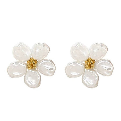 Women's Fashion Baroque Flower Pearl Earrings-Jewearrings