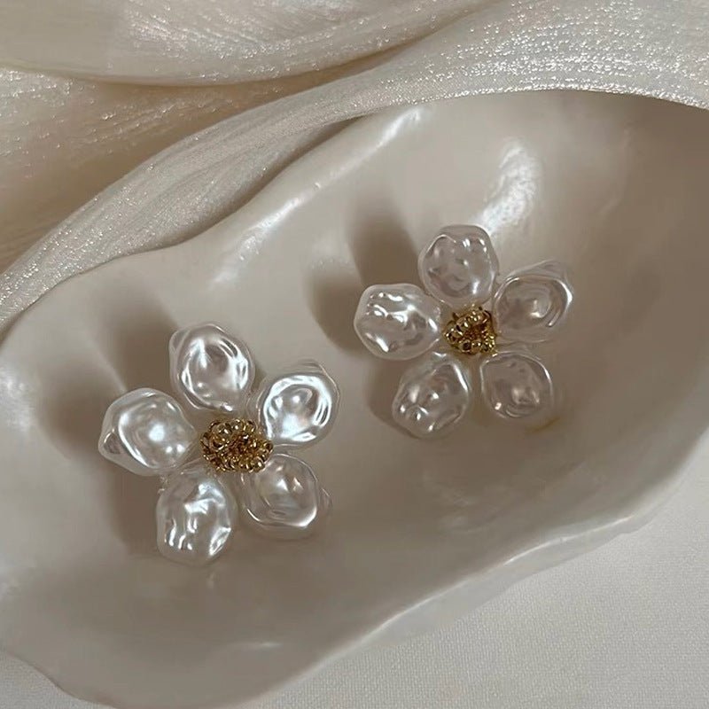 Women's Fashion Baroque Flower Pearl Earrings-Jewearrings