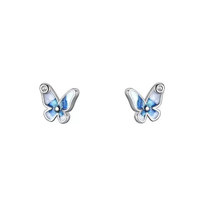 Women's Fashion Blue Butterfly Stud Earrings-Jewearrings