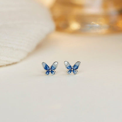 Women's Fashion Blue Butterfly Stud Earrings-Jewearrings