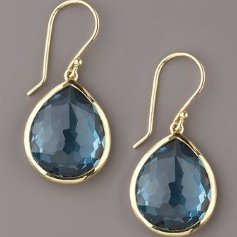 Women's Fashion Blue Crystal Drop Shape Earrings-Jewearrings