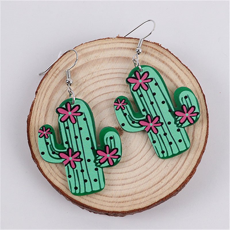 Women's Fashion Cactus Acrylic Earrings-Jewearrings