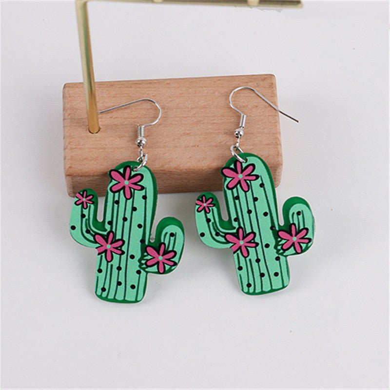 Women's Fashion Cactus Acrylic Earrings-Jewearrings