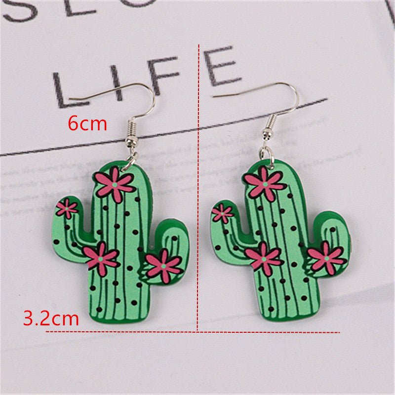 Women's Fashion Cactus Acrylic Earrings-Jewearrings