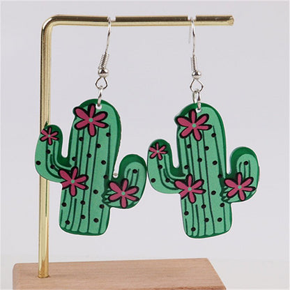 Women's Fashion Cactus Acrylic Earrings-Jewearrings