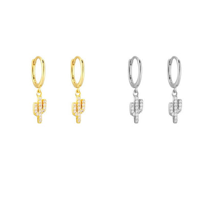 Women's Fashion Diamond Cactus Drop Earrings-Jewearrings