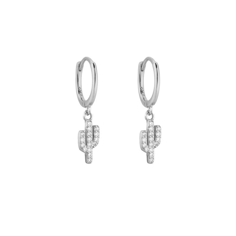 Women's Fashion Diamond Cactus Drop Earrings-Jewearrings