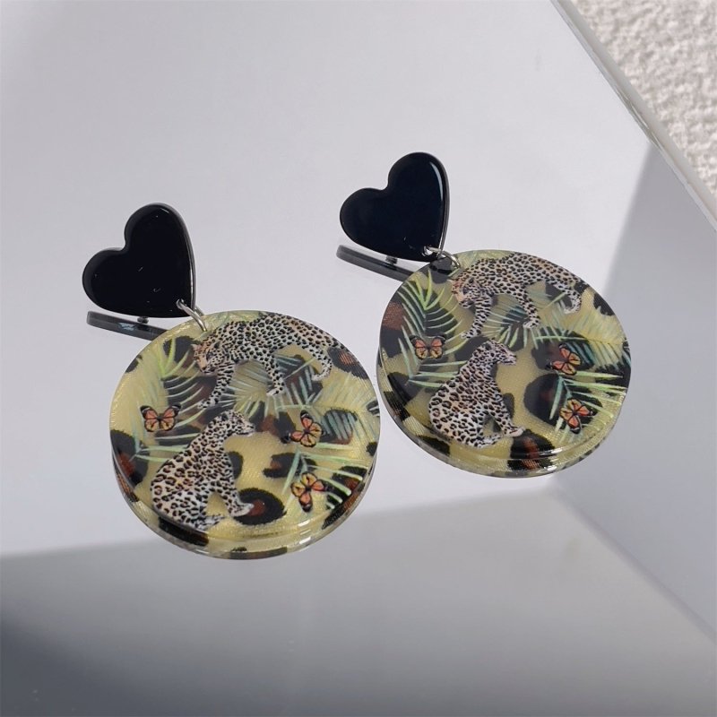 Women's Fashion Earrings Acrylic Embossed Print-Jewearrings