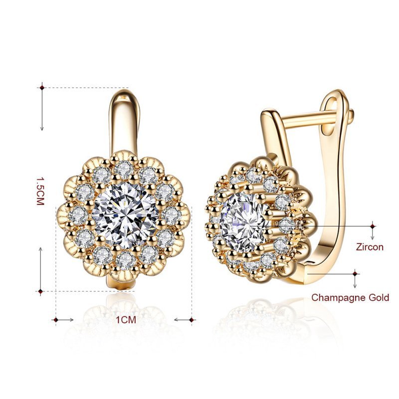 Women's Fashion K Gold Diamond Earrings-Jewearrings