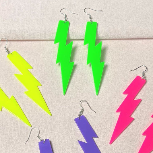 Women's Fashion Lightning Bolt Shape Acrylic Earrings-Jewearrings