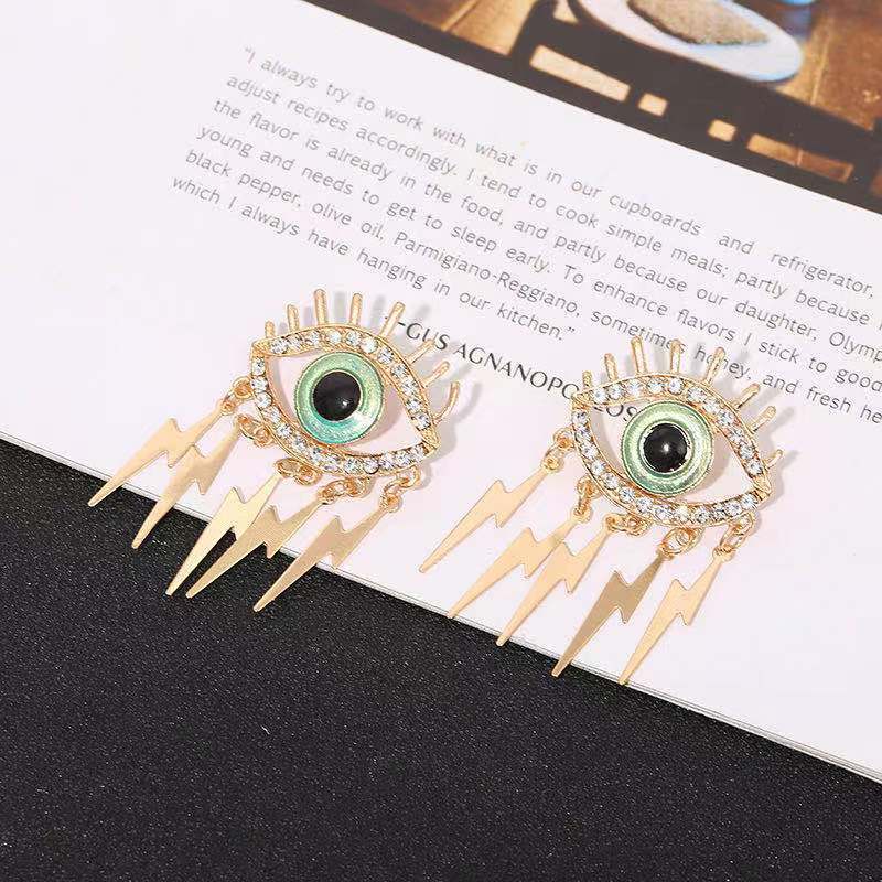 Women's Fashion Personalized Diamond Studs With Devil's Eye Earrings-Jewearrings