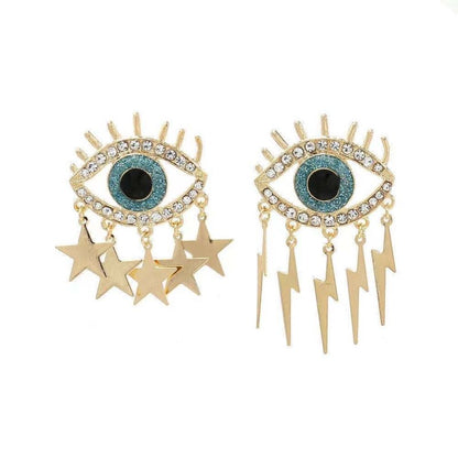 Women's Fashion Personalized Diamond Studs With Devil's Eye Earrings-Jewearrings