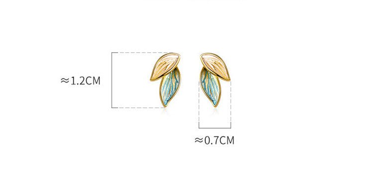 Women's Fashion Plant Blue Leaf Earrings-Jewearrings