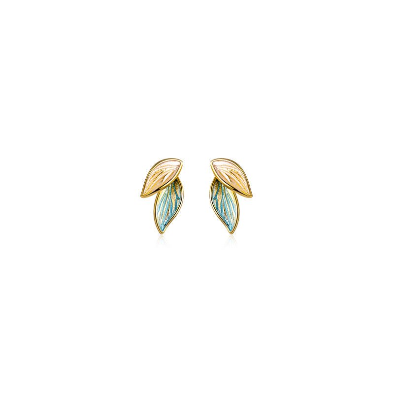 Women's Fashion Plant Blue Leaf Earrings-Jewearrings