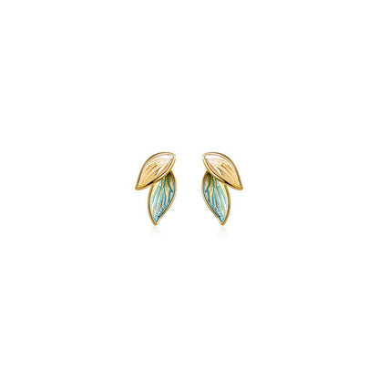 Women's Fashion Plant Blue Leaf Earrings-Jewearrings