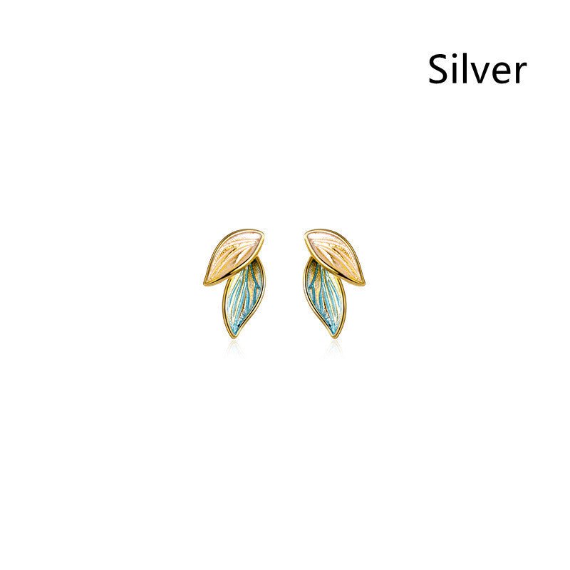 Women's Fashion Plant Blue Leaf Earrings-Jewearrings