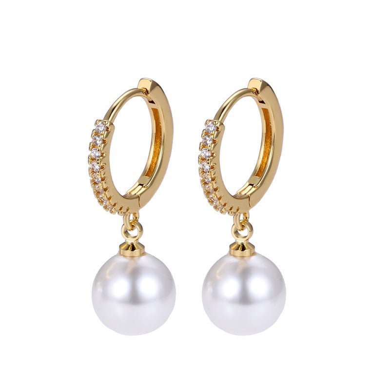 Women's Fashion Shell Beads Inlaid Zircon Earrings-Jewearrings