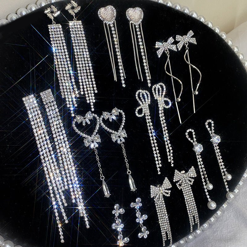 Women's Fashion Silver Needle Long Fringe Earrings-Jewearrings