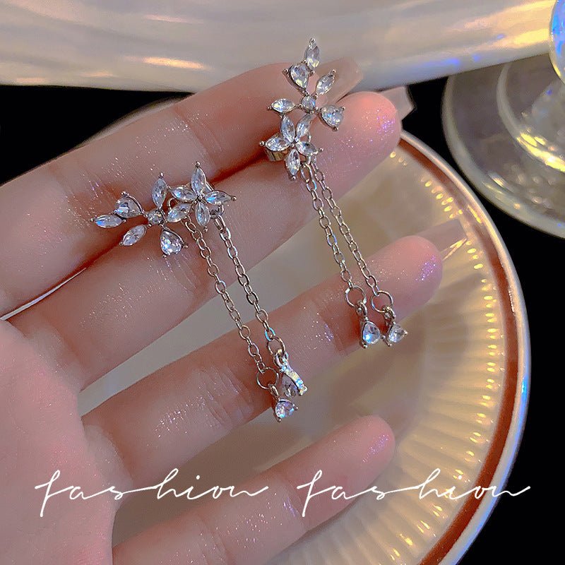 Women's Fashion Silver Needle Long Fringe Earrings-Jewearrings